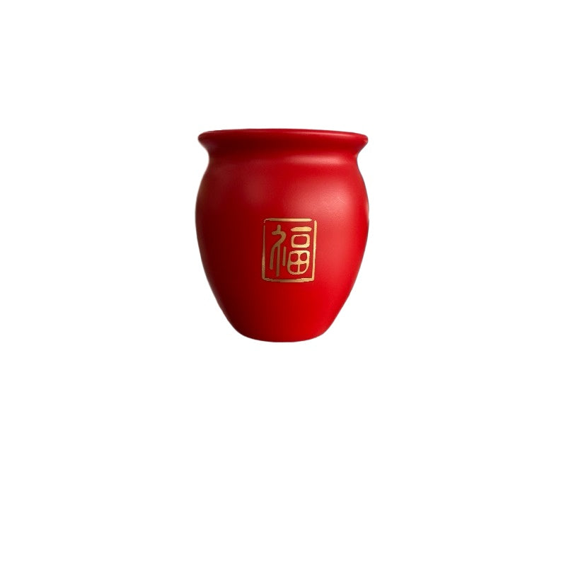Petit pot de fleur rouge, lot de 2 avec soucoupe de drainage