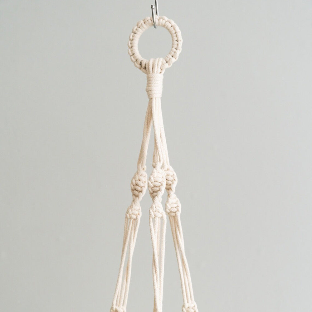 Suspension pour plante en macramé — panier tressé main, 80 cm