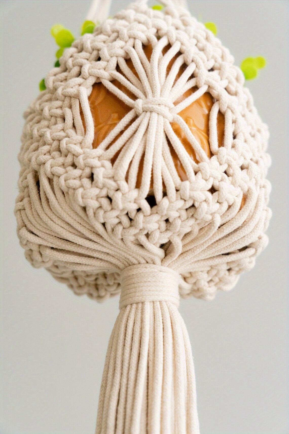 Suspension pour plante en macramé — panier tressé main, 80 cm