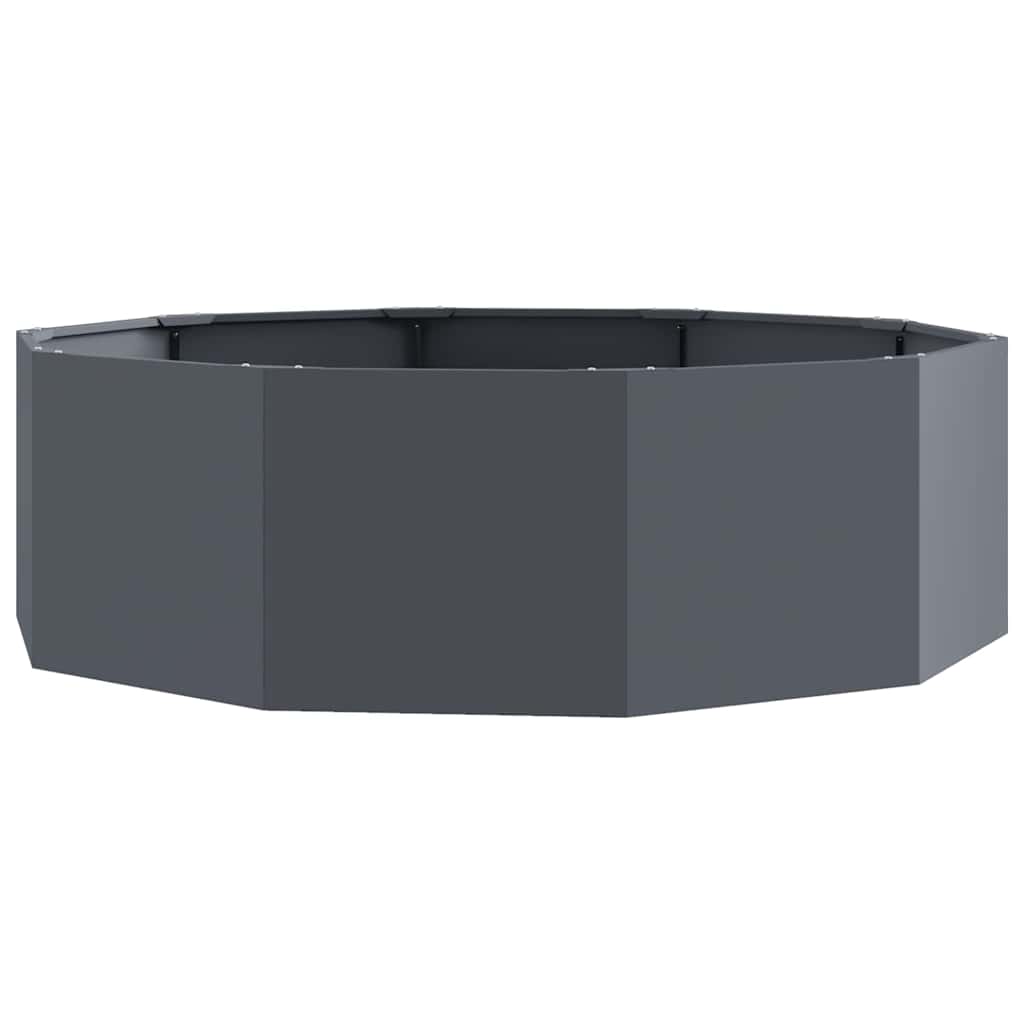 Pot de fleur en acier anthracite — bac bas à dix pans