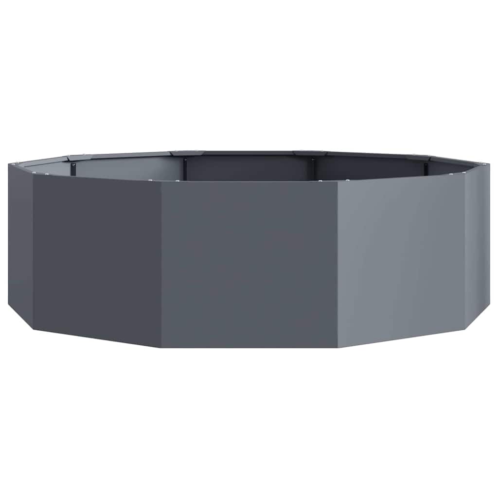 Pot de fleur en acier anthracite — bac bas à dix pans