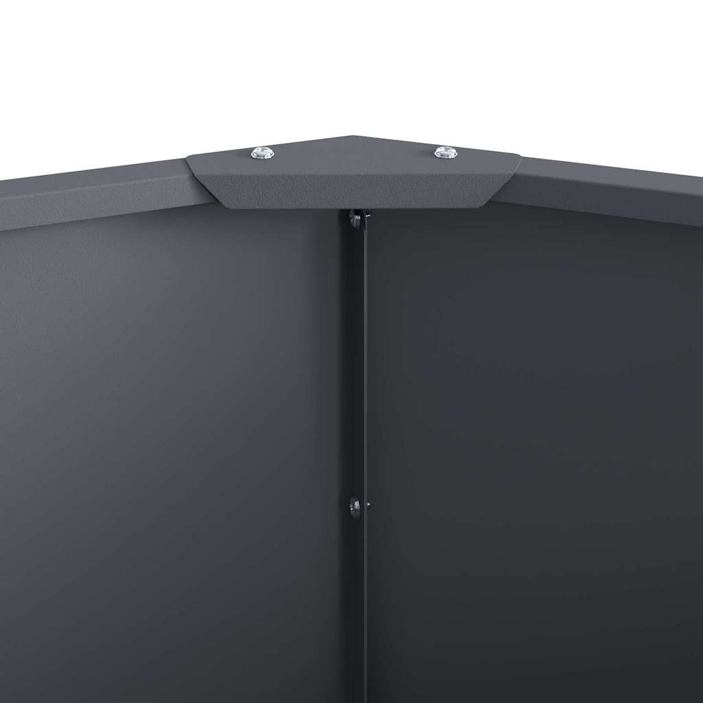 Pot de fleur en acier anthracite — bac bas à dix pans