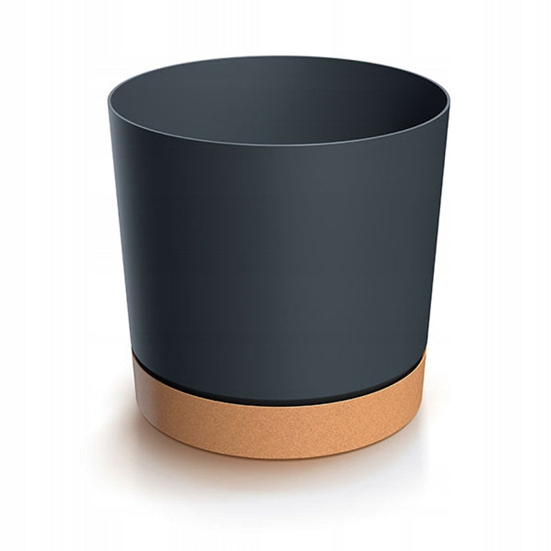 Pot de fleur anthracite Ø 18 cm en plastique avec soucoupe