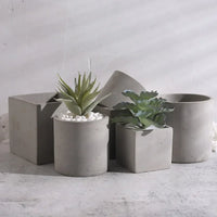 Pot de fleur en béton carré ou rond 8 à 12 cm pour succulente