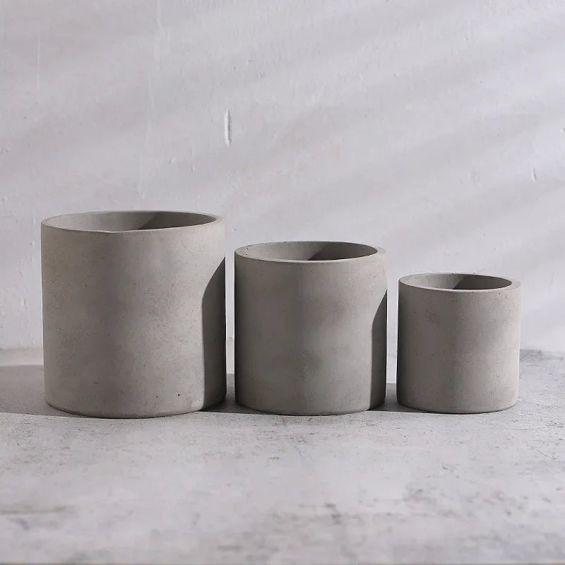 Pot de fleur en béton carré ou rond 8 à 12 cm pour succulente