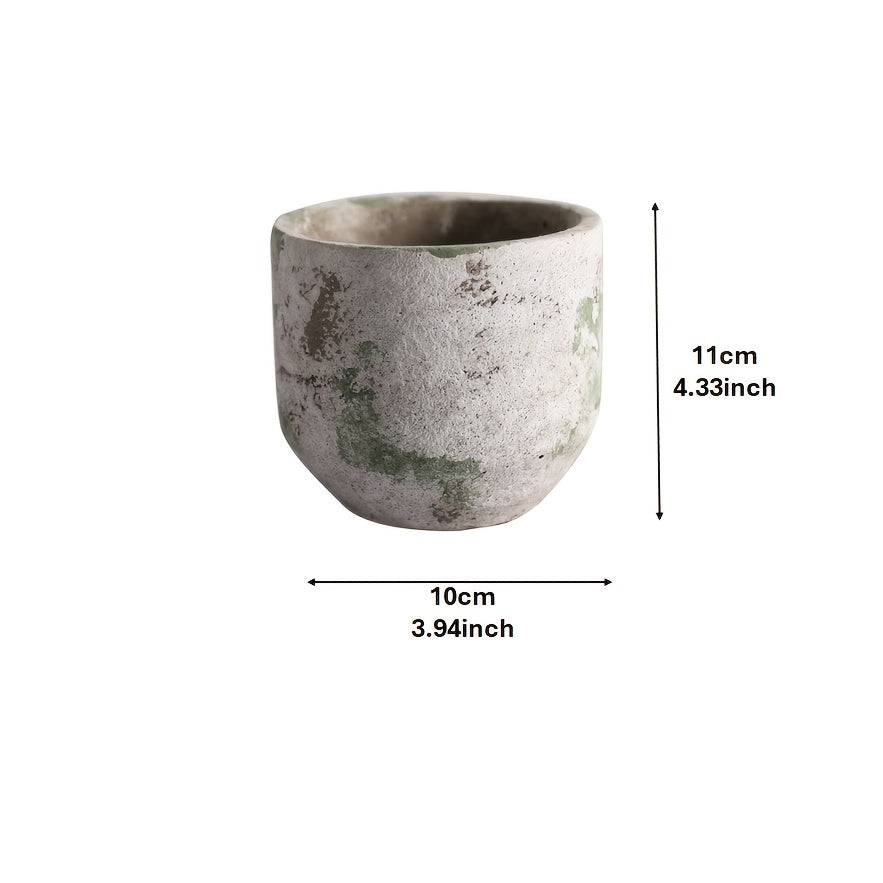 Pot de fleur en béton Ø 10 cm à patine rétro vert-de-gris