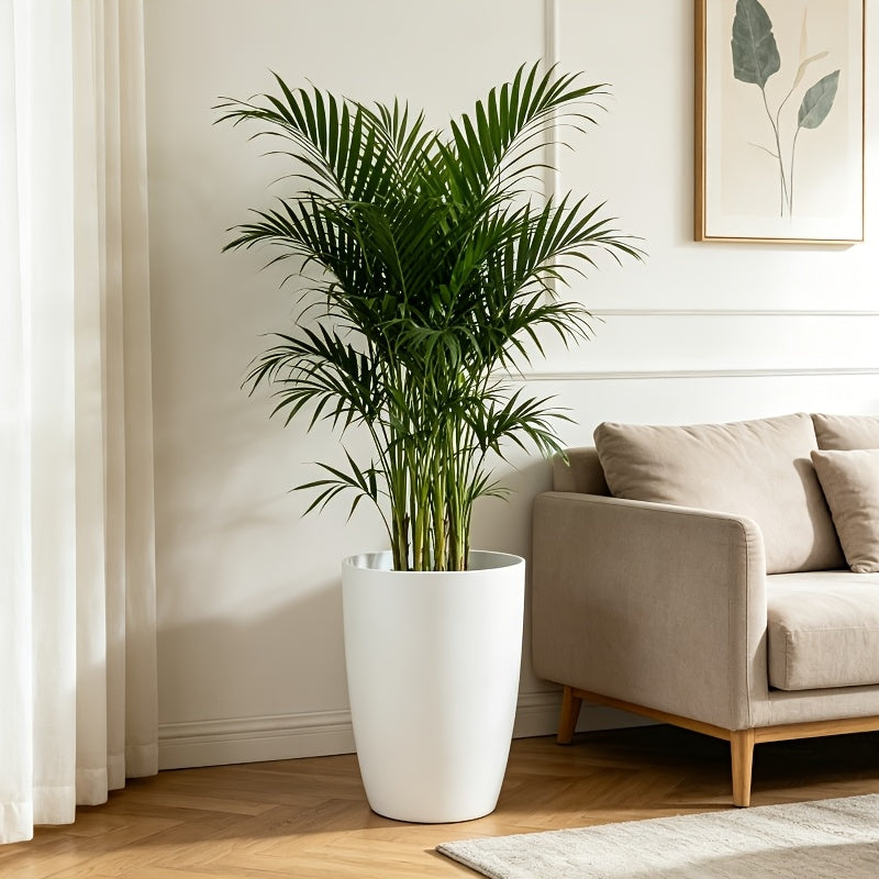 Pot de fleur blanc en résine Ø 29 × H 41 cm avec drainage