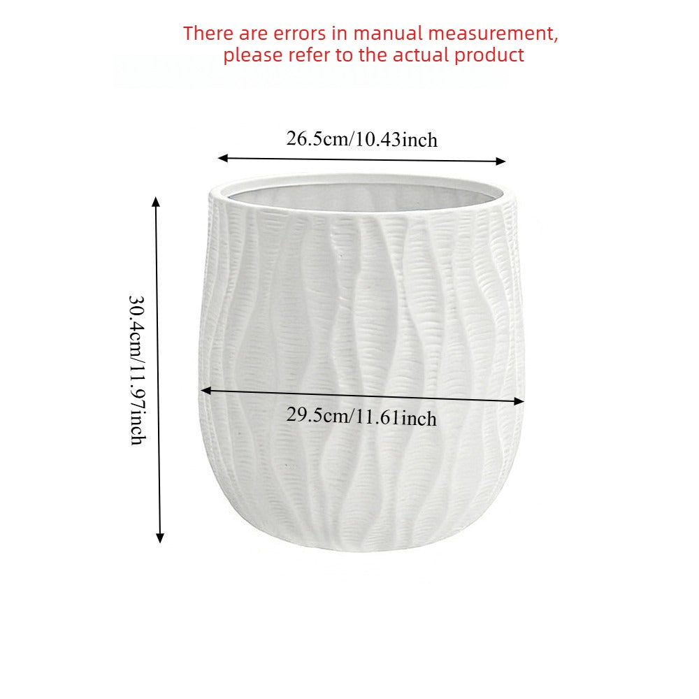 Pot de fleur blanc Ø 30 cm en résine avec trou de drainage