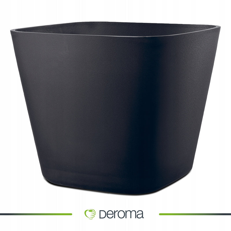 Pot de fleur carré anthracite 38 cm, 29 L, soucoupe incluse