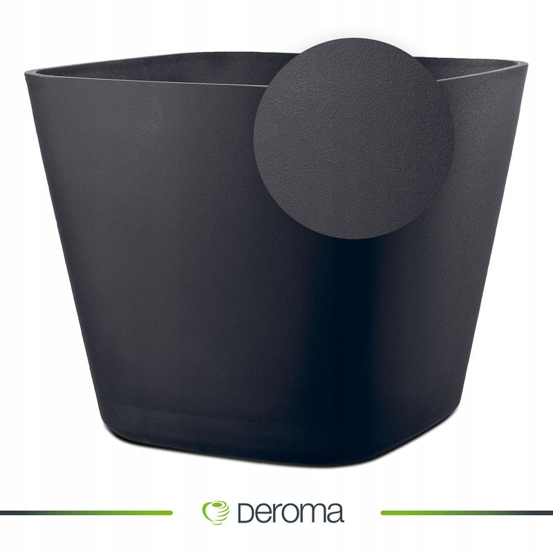 Pot de fleur carré anthracite 38 cm, 29 L, soucoupe incluse