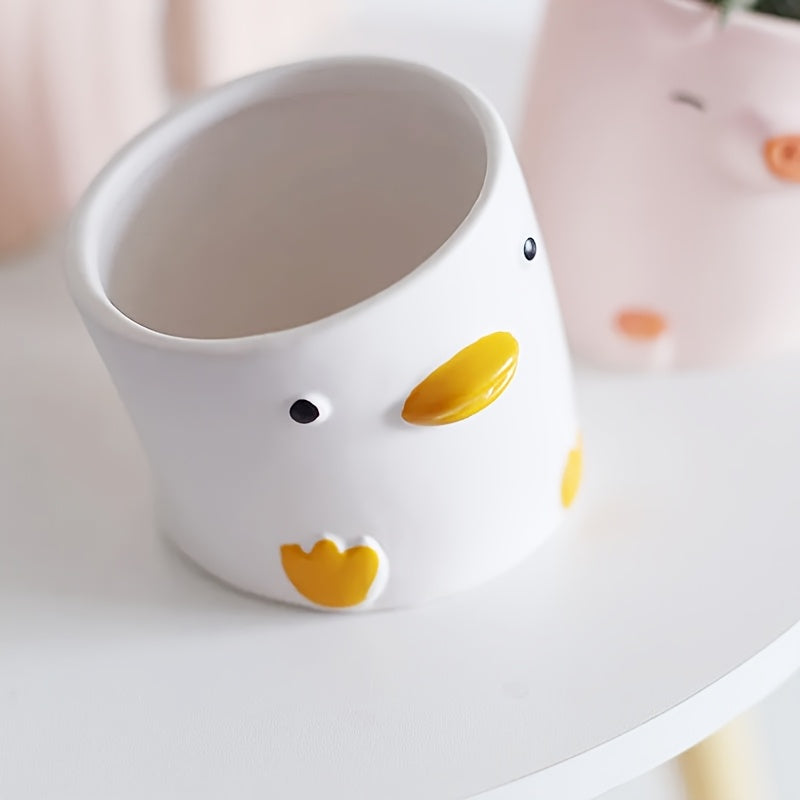 Pot de fleur en céramique Ø 9 cm — cochon ou caneton mignon