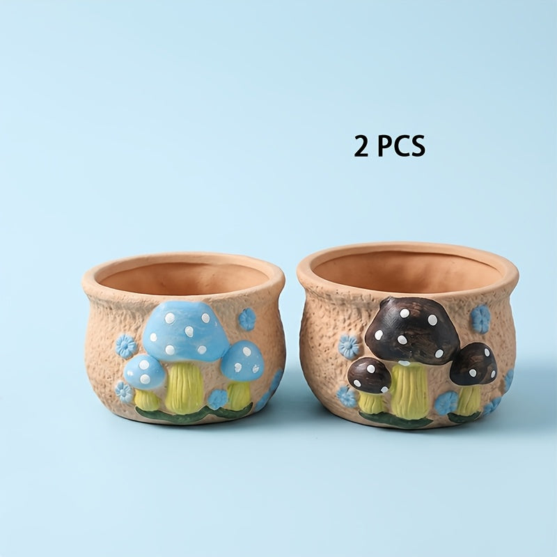 Ensemble 2 pièces, Bleu + Marron Foncé, Champignon