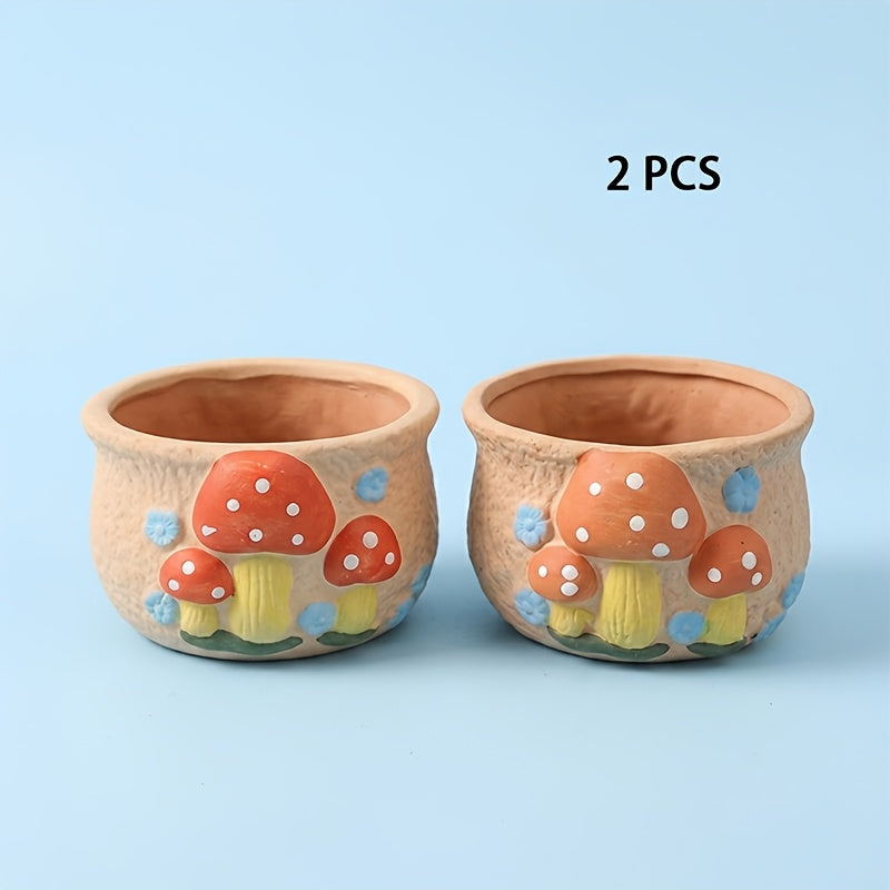 Lot de 2 champignons rouges + oranges