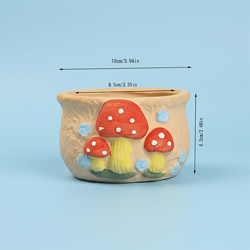 Pot de fleur champignon en céramique Ø 10 cm — lot de 2