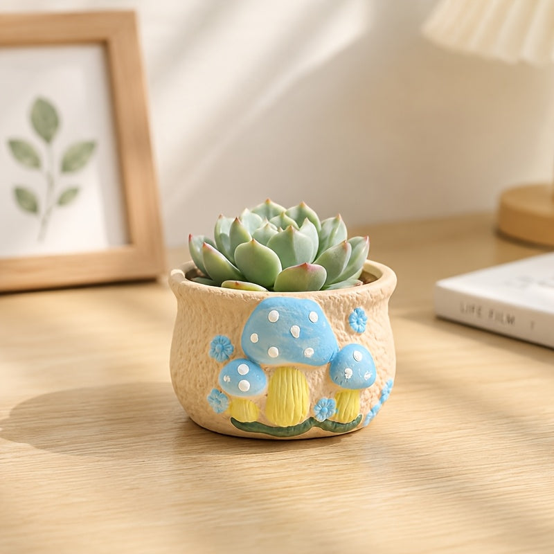 Pot de fleur champignon en céramique Ø 10 cm — lot de 2