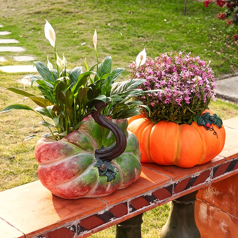 Pot de fleur citrouille 37 cm avec trou de drainage
