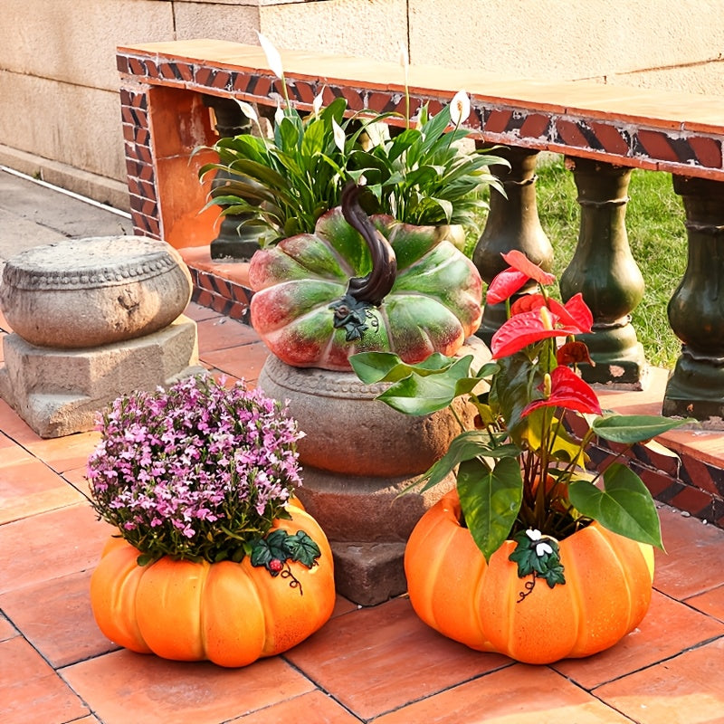 Pot de fleur citrouille 37 cm avec trou de drainage