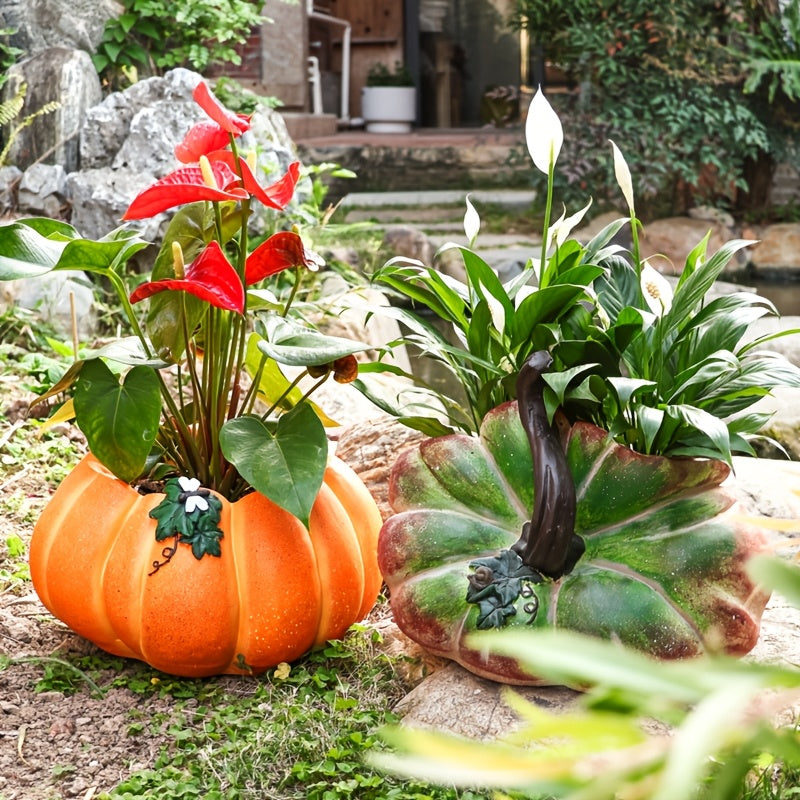 Pot de fleur citrouille 37 cm avec trou de drainage