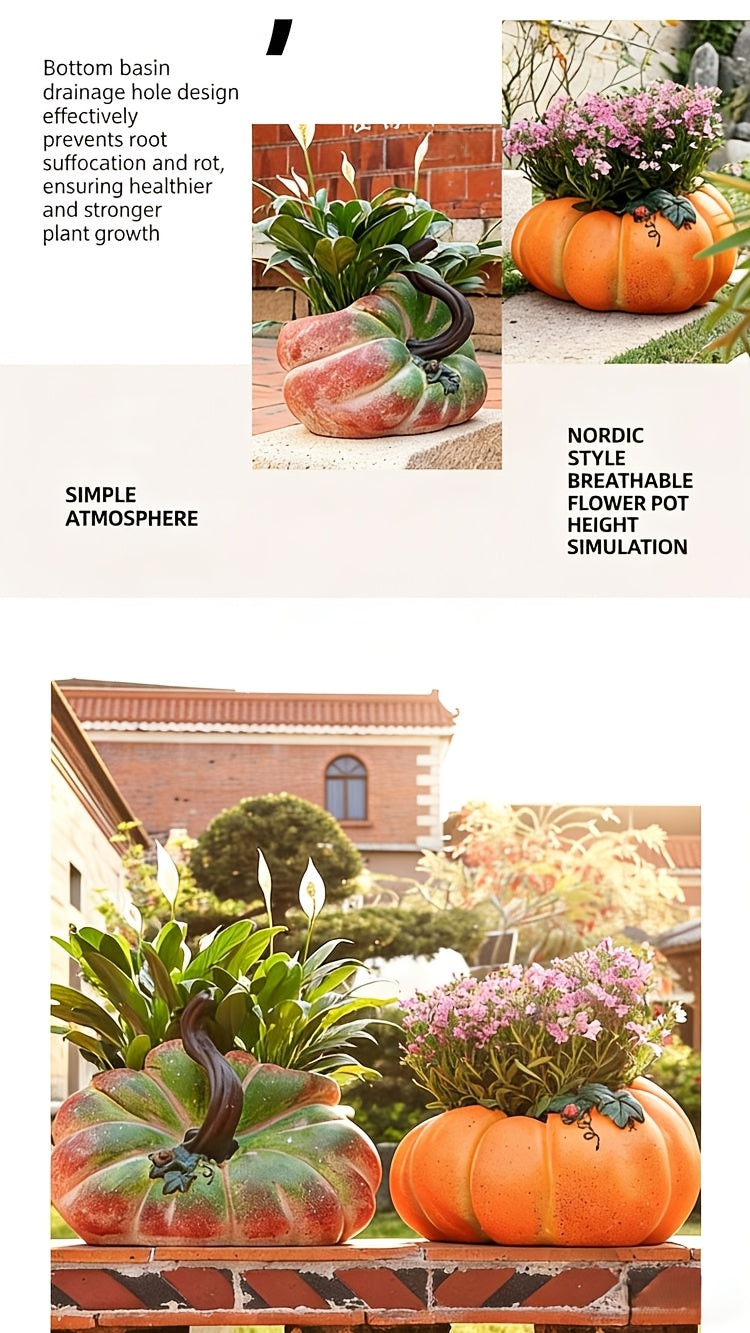 Pot de fleur citrouille 37 cm avec trou de drainage