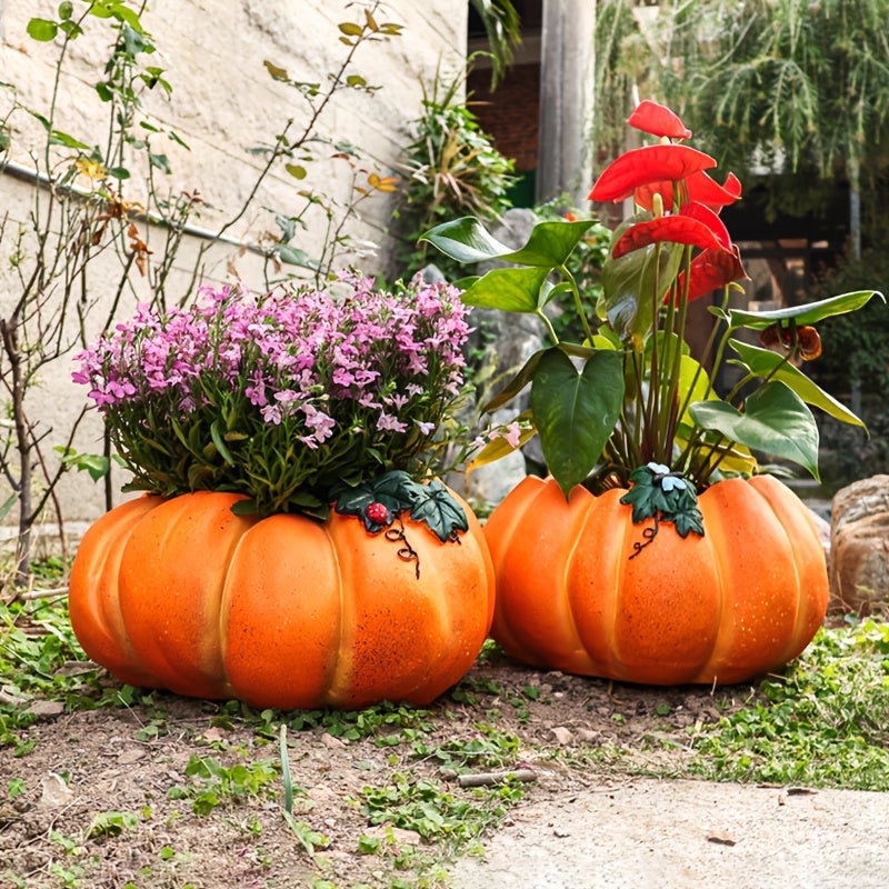Pot de fleur citrouille 37 cm avec trou de drainage