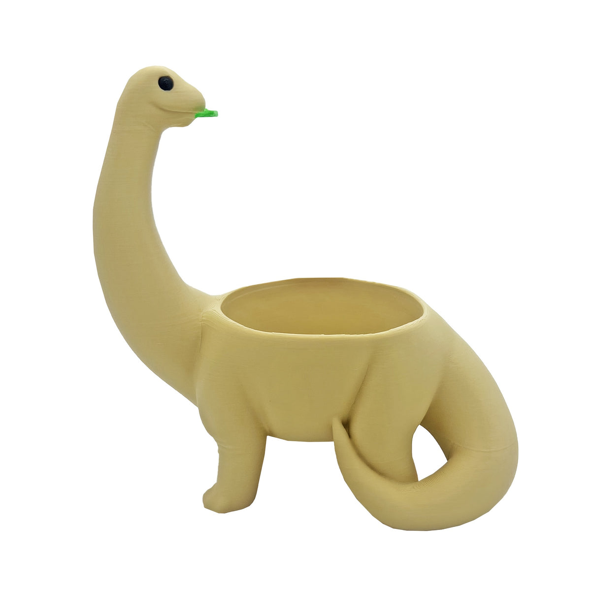 Pot de fleur dinosaure beige 14 cm avec trou de drainage