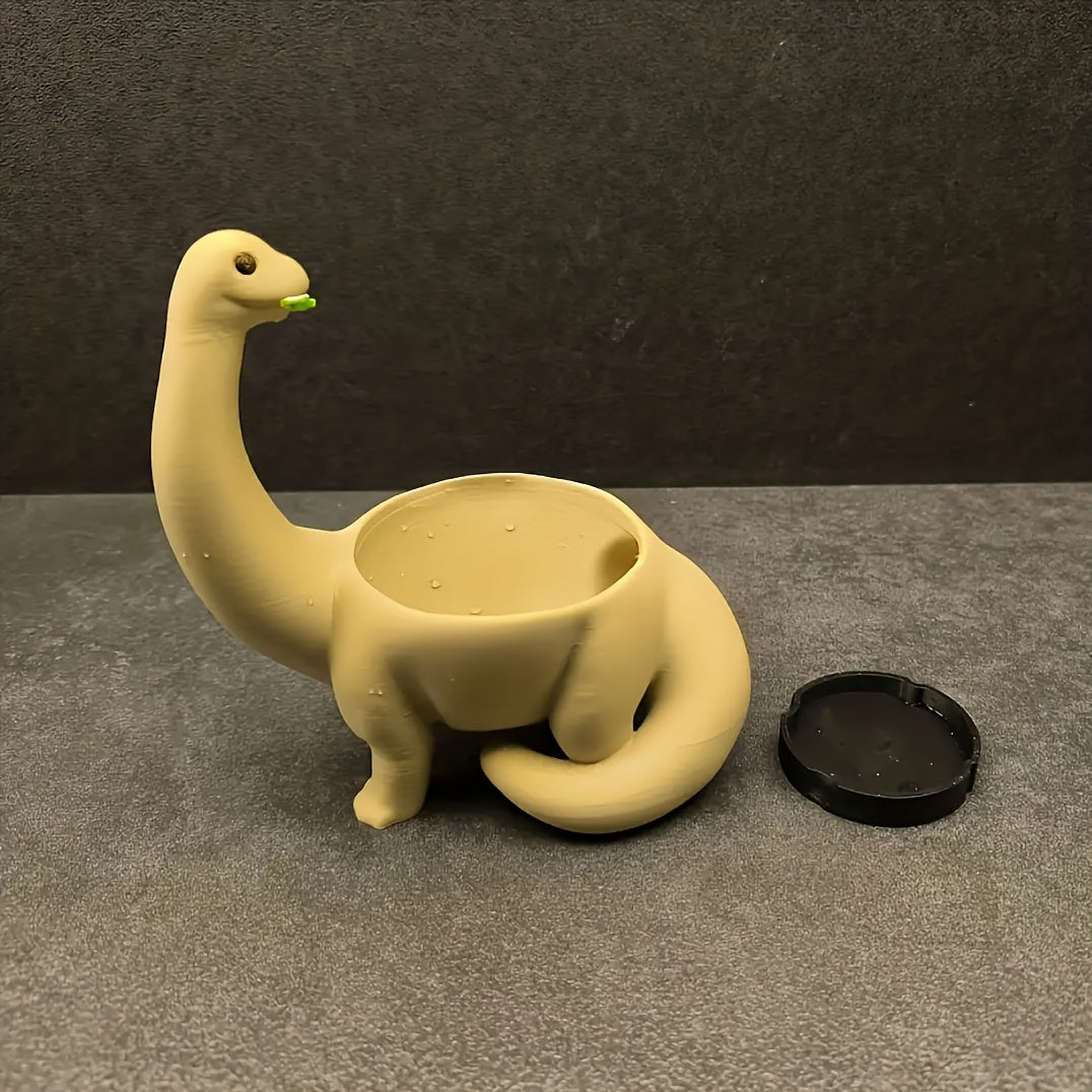 Pot de fleur dinosaure beige 14 cm avec trou de drainage