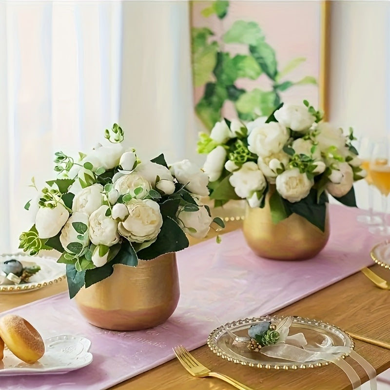 Pot de fleur doré en métal — lot de 2 avec trou de drainage