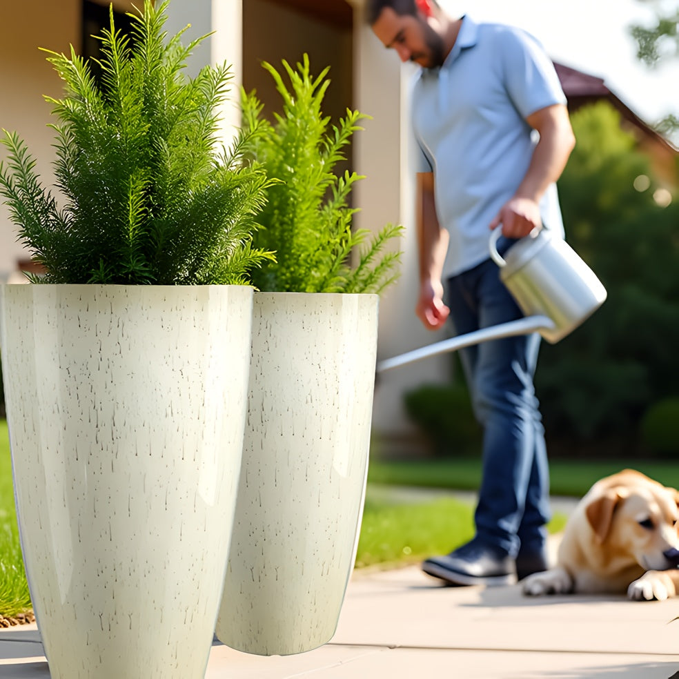 Pot de fleur extérieur beige Ø 30 cm avec trou de drainage