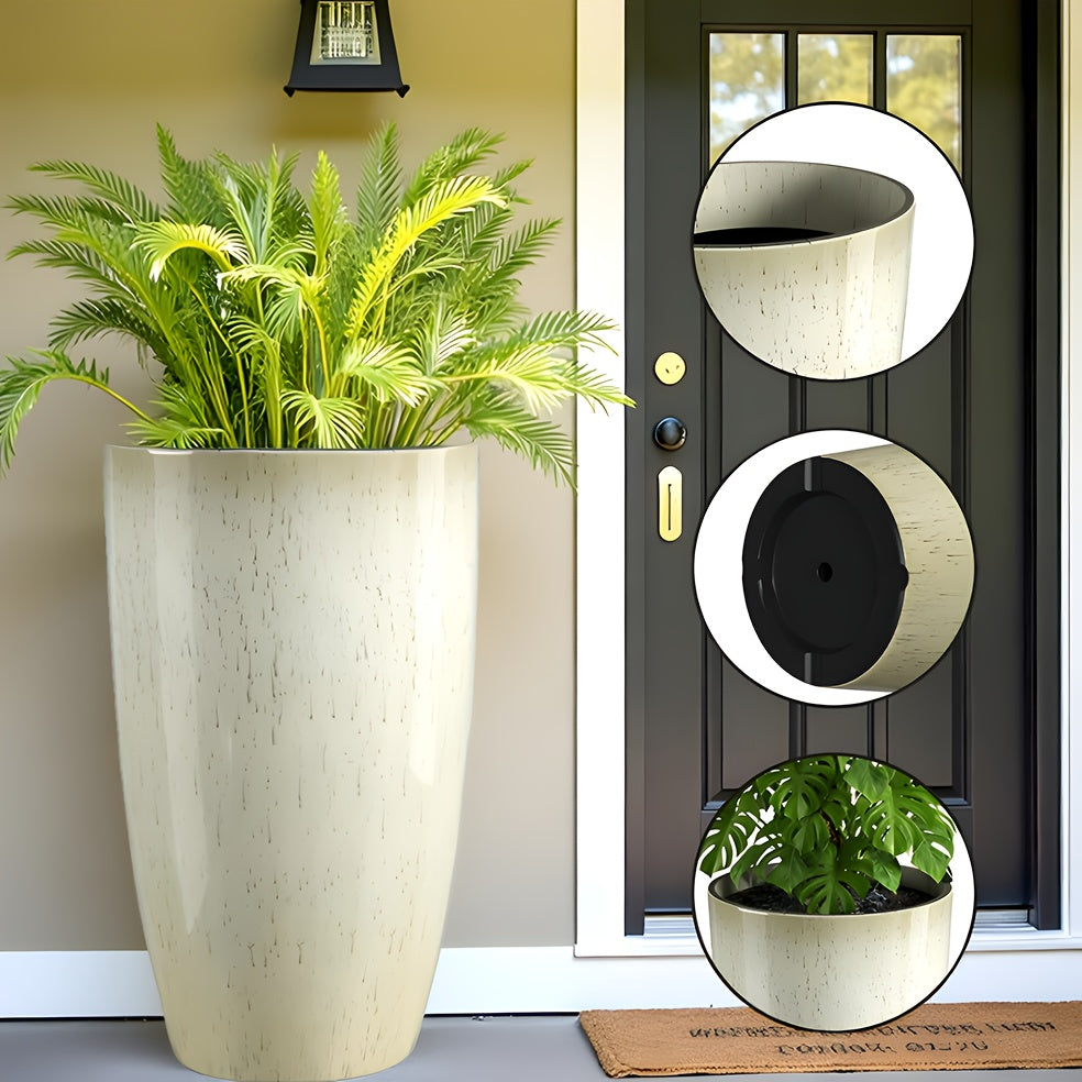 Pot de fleur extérieur beige Ø 30 cm avec trou de drainage