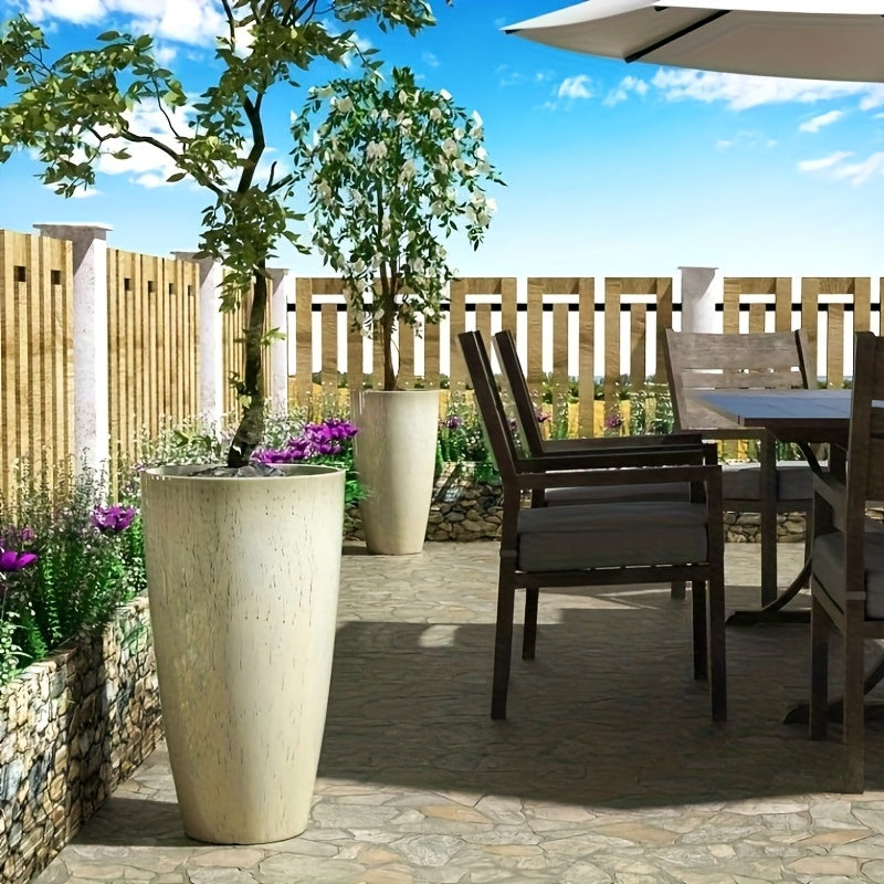 Pot de fleur extérieur beige Ø 30 cm avec trou de drainage