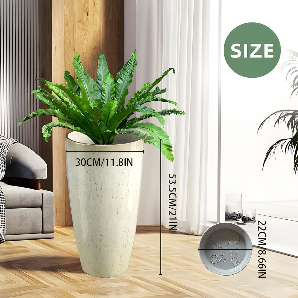Pot de fleur extérieur beige Ø 30 cm avec trou de drainage