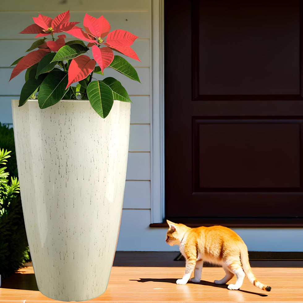 Pot de fleur extérieur beige Ø 30 cm avec trou de drainage