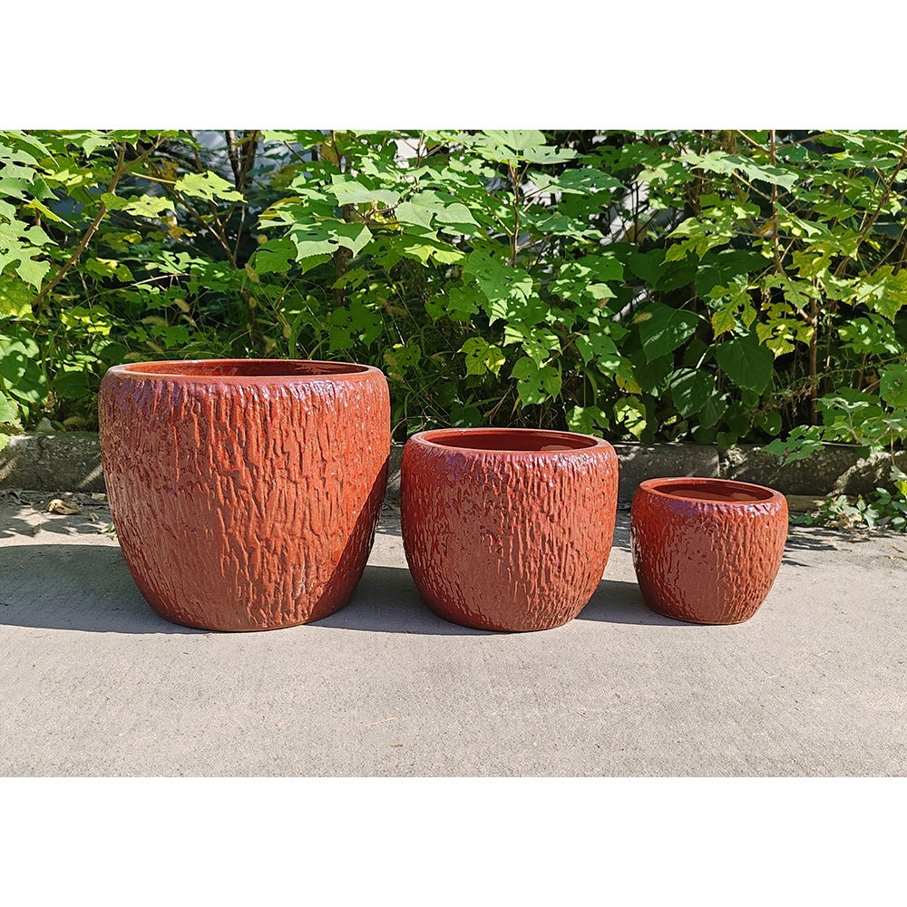 Pot de fleur extérieur céramique émaillée rouge Ø 27 cm