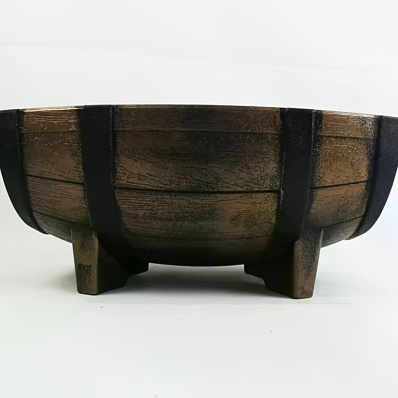 Pot de fleur extérieur 41 cm effet demi-tonneau vintage + 10 godets