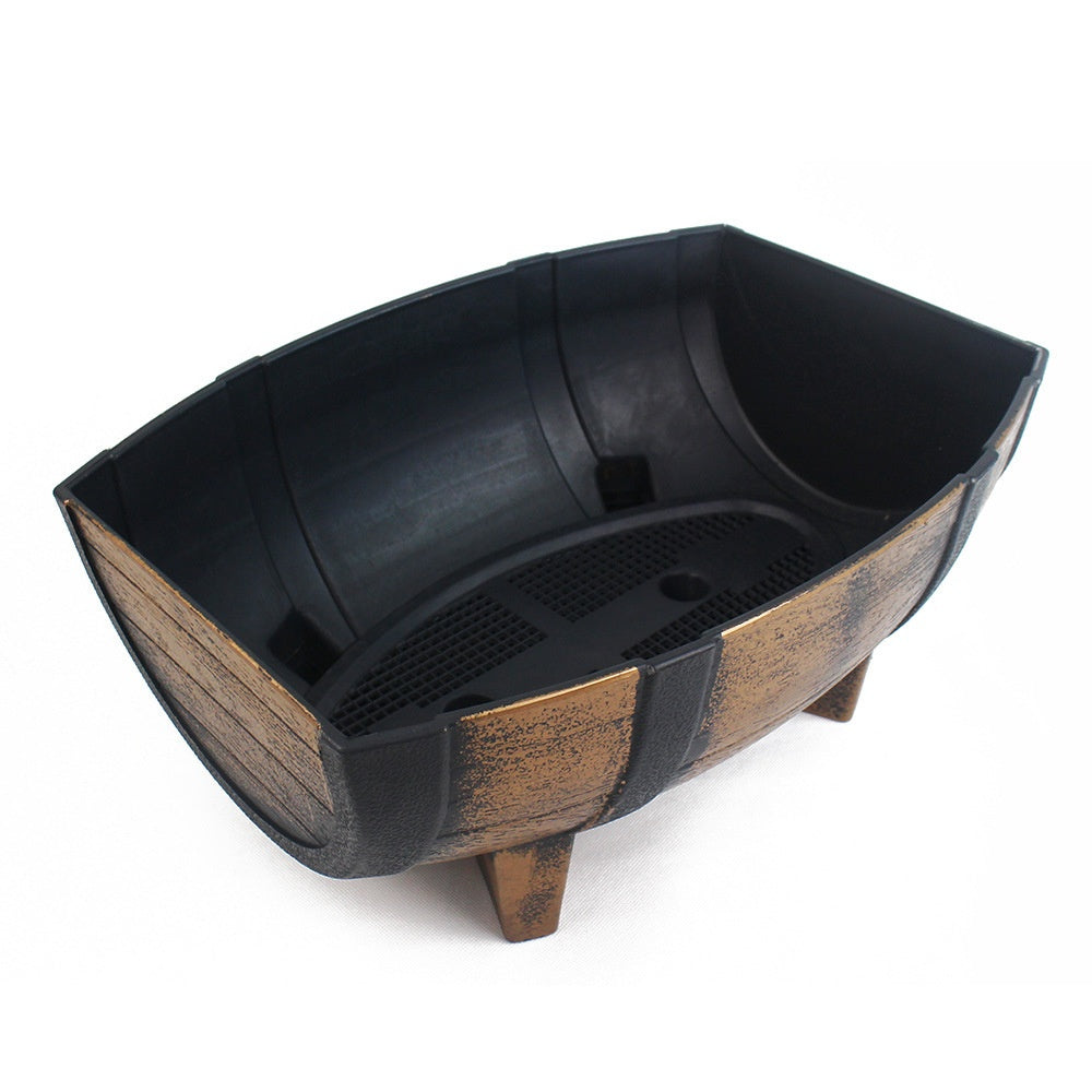 Pot de fleur extérieur 41 cm effet demi-tonneau vintage + 10 godets