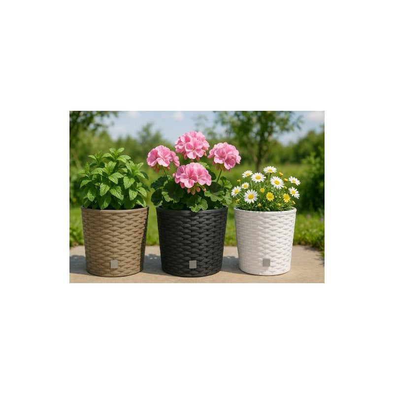 Pot de fleur extérieur effet rotin avec insert Ø 20 à 40 cm