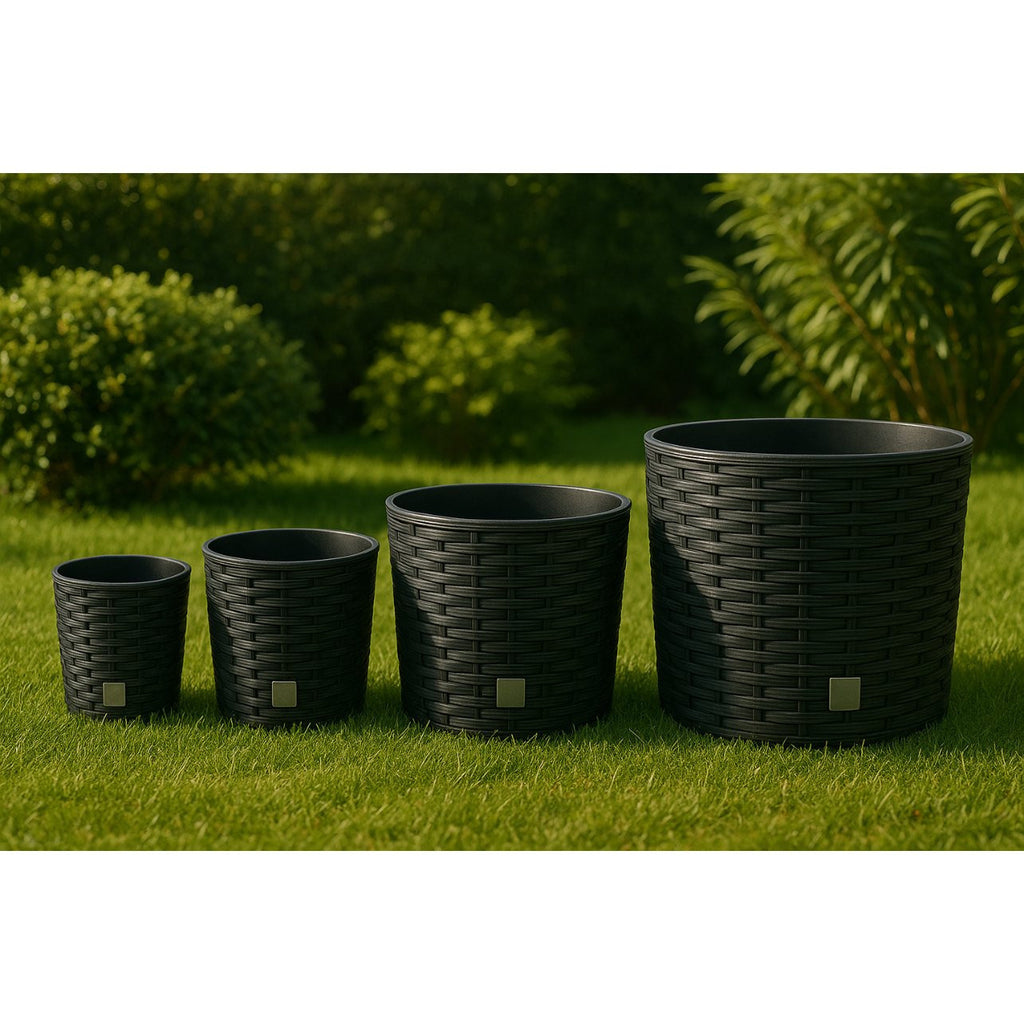 Pot de fleur extérieur effet rotin avec insert Ø 20 à 40 cm