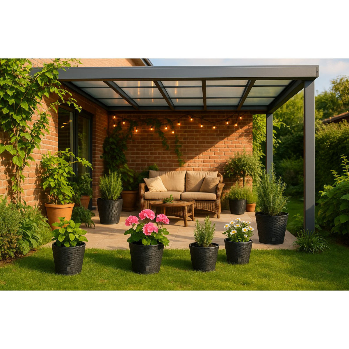 Pot de fleur extérieur effet rotin avec insert Ø 20 à 40 cm
