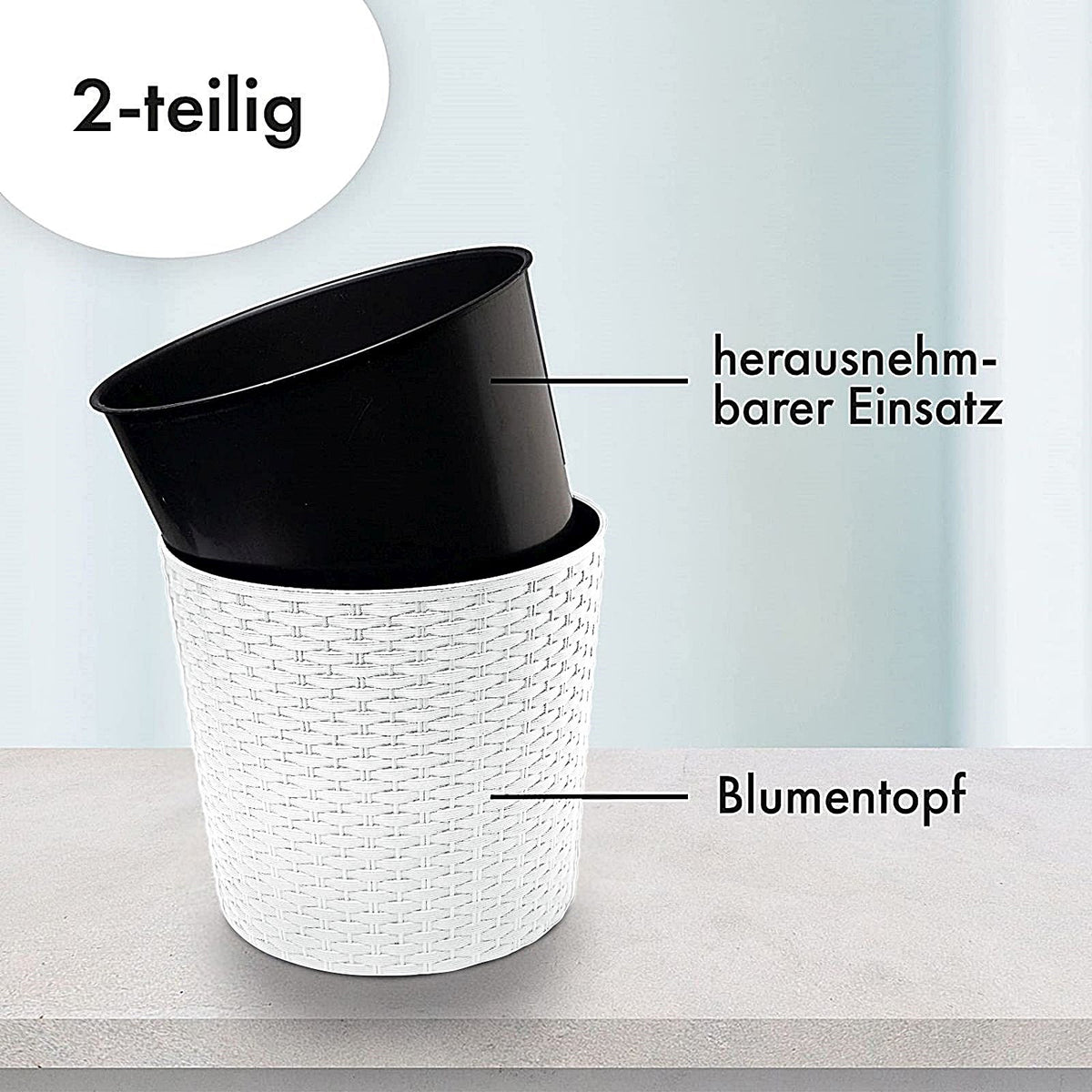 Pot de fleur extérieur effet rotin avec insert Ø 20 à 40 cm