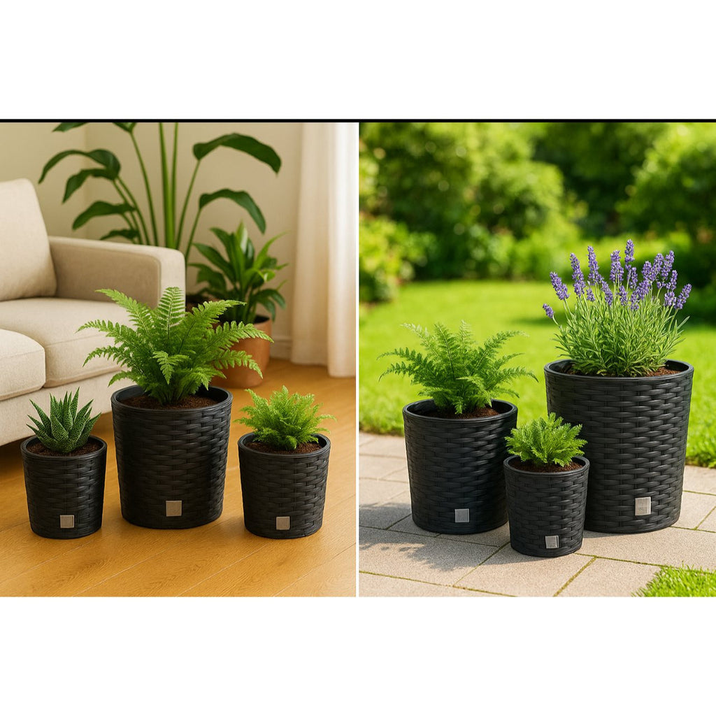 Pot de fleur extérieur effet rotin avec insert Ø 20 à 40 cm