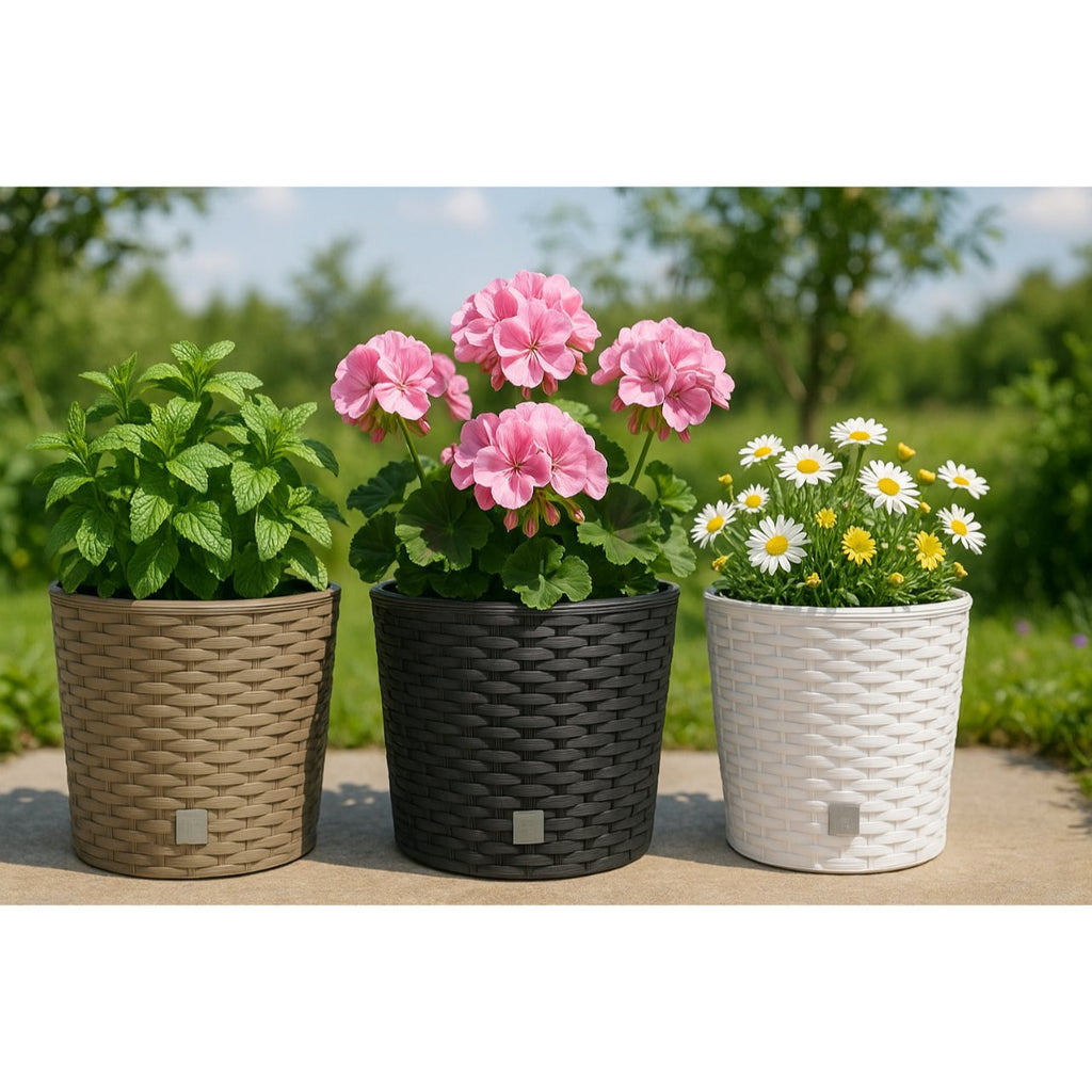 Pot de fleur extérieur effet rotin avec insert Ø 20 à 40 cm