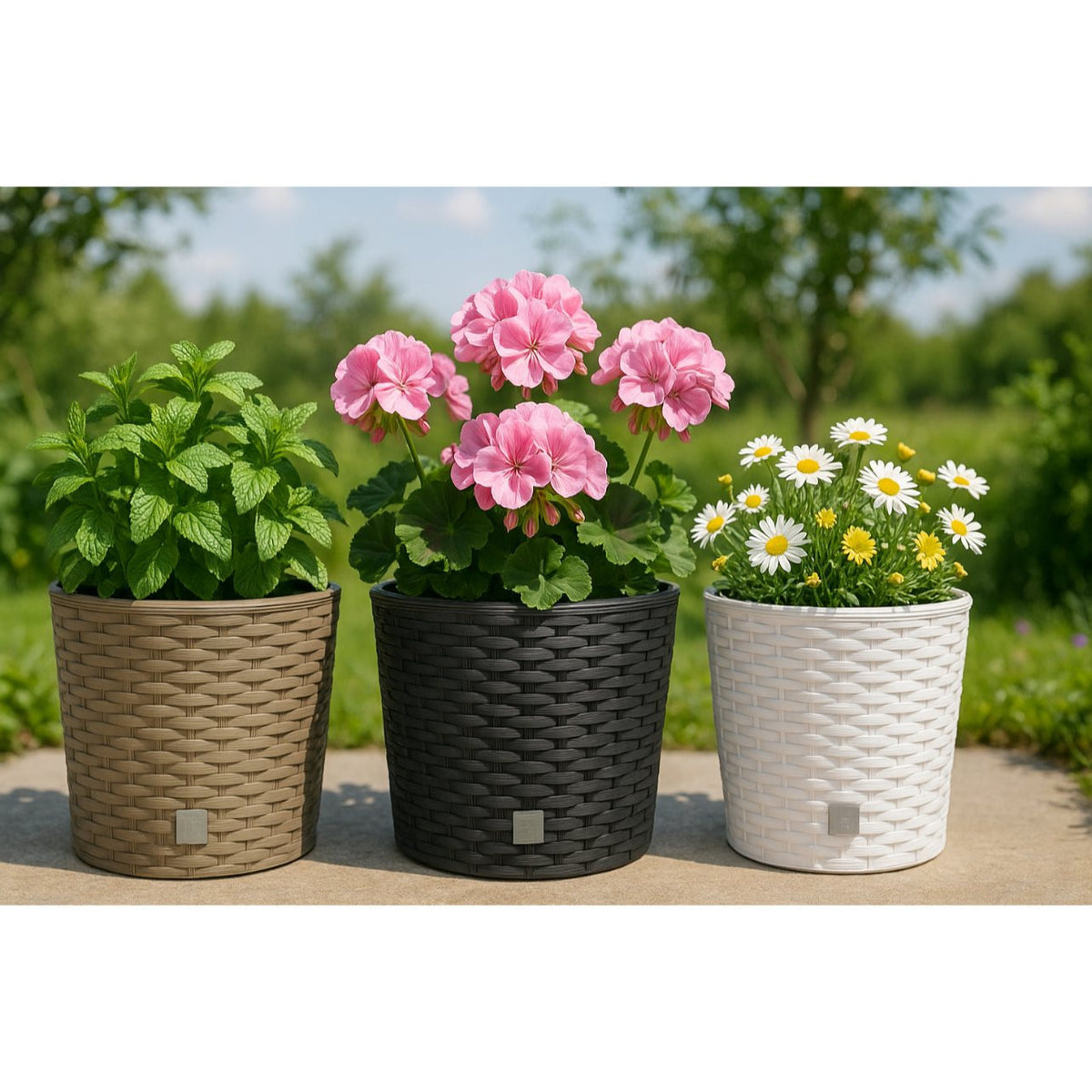 Pot de fleur extérieur effet rotin avec insert Ø 20 à 40 cm