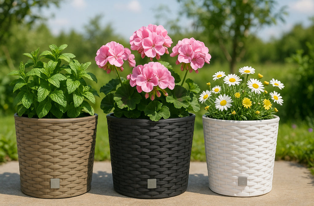 Pot de fleur extérieur effet rotin avec insert Ø 20 à 40 cm
