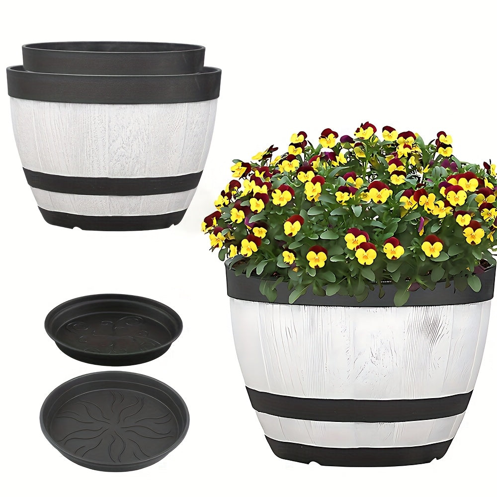 2 pots de fleurs + 2 soucoupes