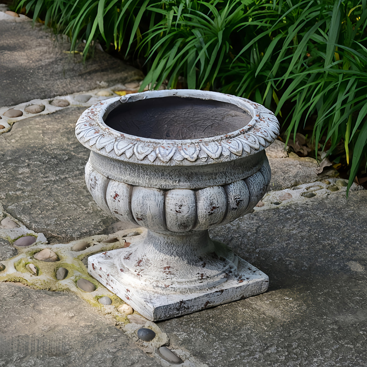 Grand pot de fleurs romain vintage [Diamètre 26cm Profondeur 30cm]