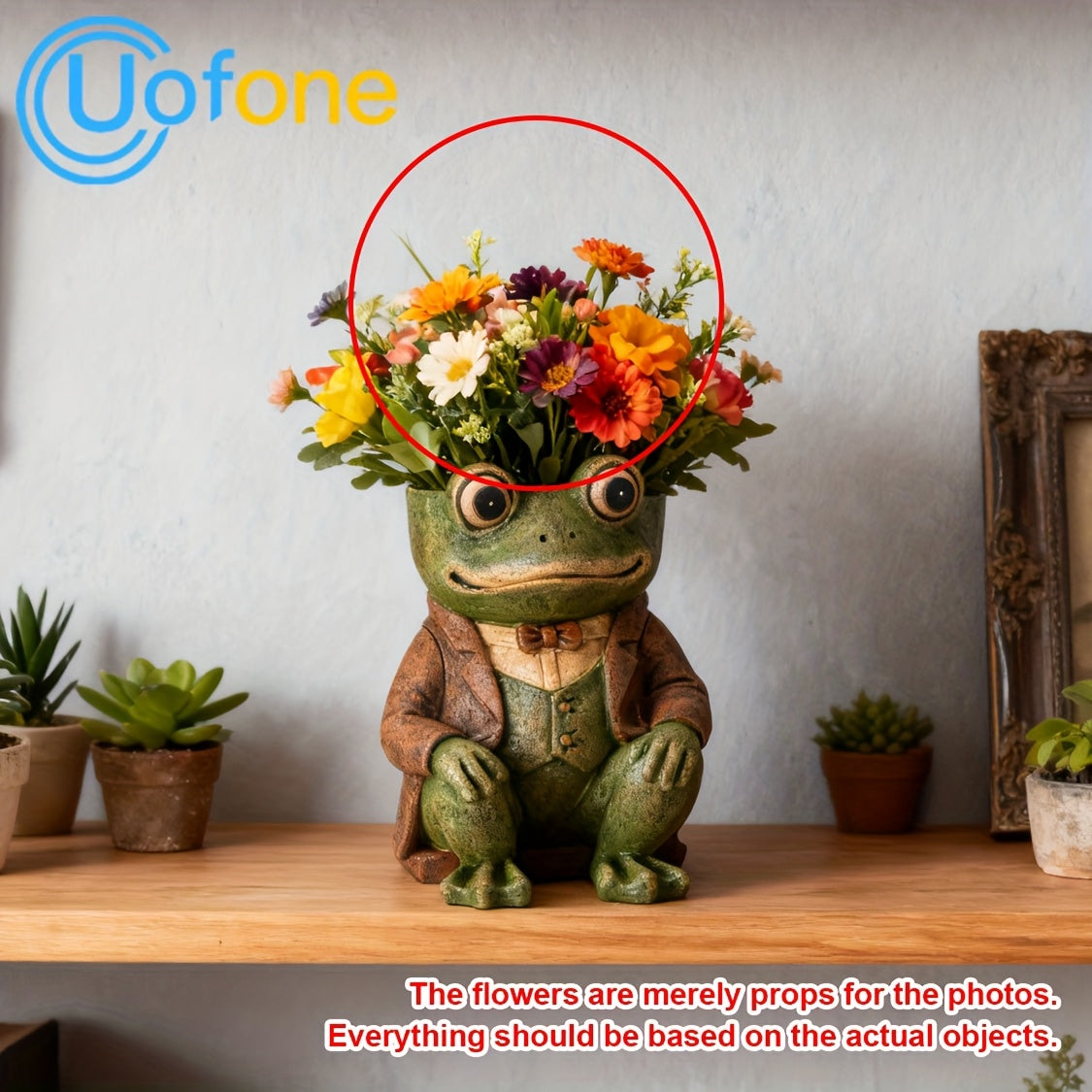Pot de fleur grenouille en résine — statue de jardin 21 cm