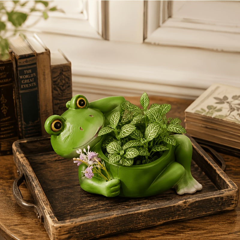 Pot de Fleur Grenouille Couchée