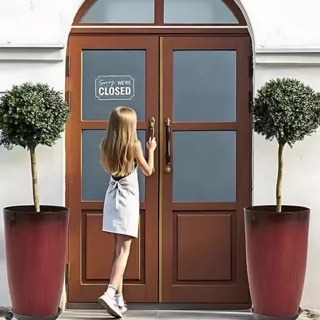 Pot de fleur haut rouge laqué effet bois veiné Ø 30 × H 53 cm