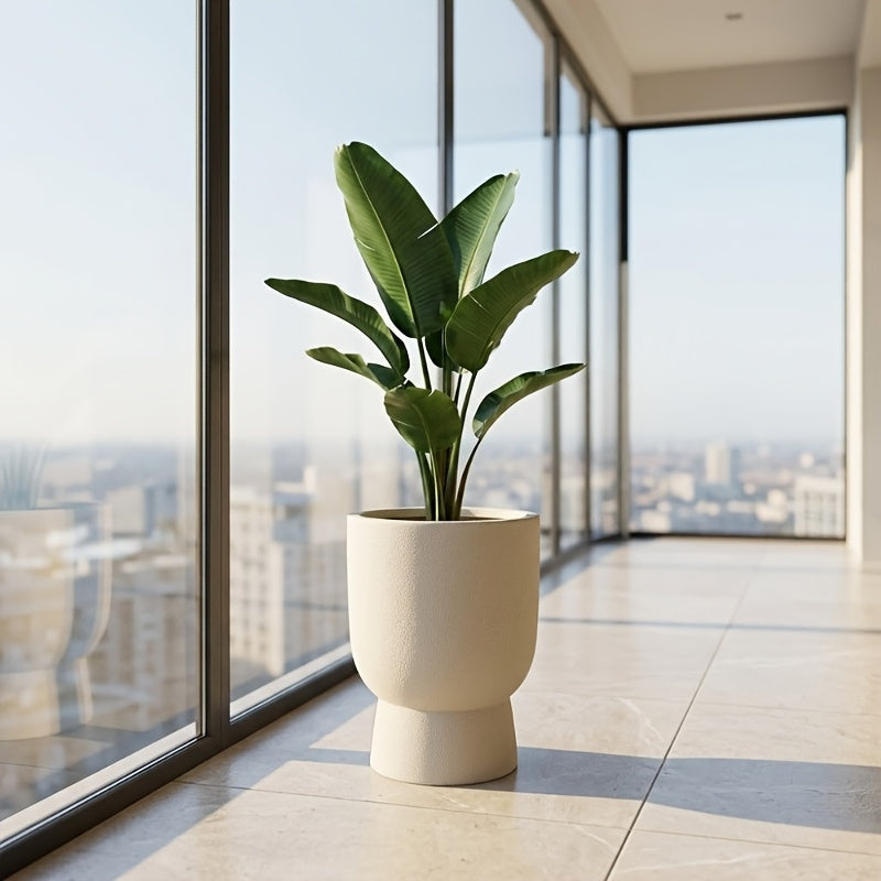 Pot de fleur d'intérieur beige Ø 27 cm avec trou de drainage