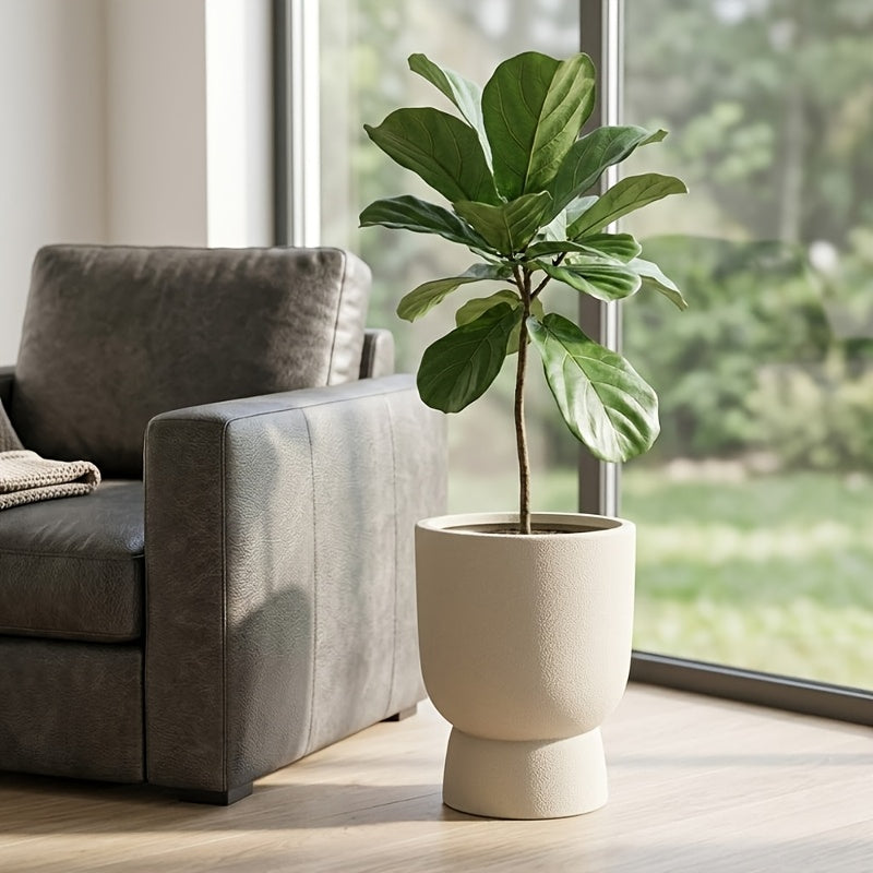 Pot de fleur d'intérieur beige Ø 27 cm avec trou de drainage